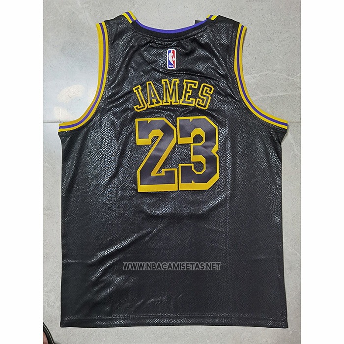 Camiseta Los Angeles Lakers LeBron James NO 23 Crenshaw Black Mamba Negro